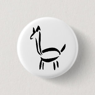 Brush Drawing Llama Alpaca Horse Animal 3 Cm Round Badge
