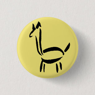 Brush Drawing Llama Alpaca Horse Animal 3 Cm Round Badge