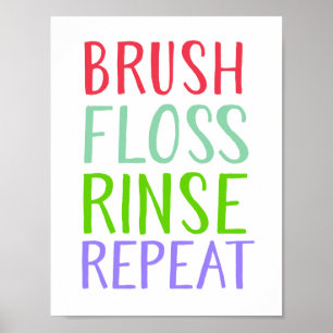 Brush, Floss, Rince, Repeat Poster