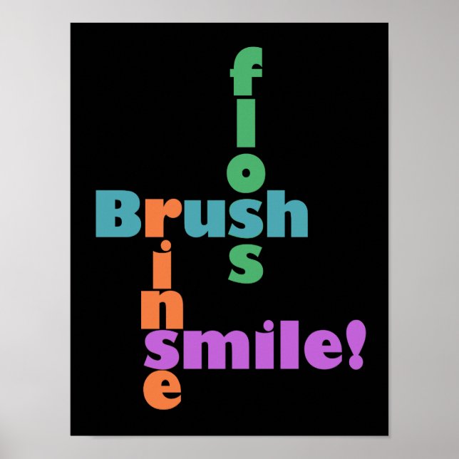 Brush Floss Rinse, then SMILE! Poster (Front)