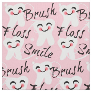 Brush Floss Smile DENTAL Fabric