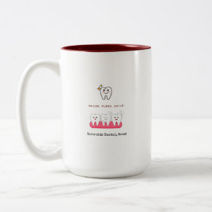 Brush, Floss, Smile Dentist Oral hygiene Two-Tone Coffee Mug