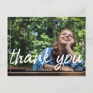 Brush Font Script   Graduation Photo Thank You Postcard