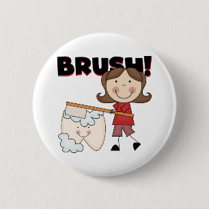 BRUSH - Girl With Tooth Tshirts and Gifts 6 Cm Round Badge