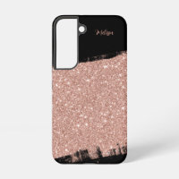 Brush Glitter Rose Gold Black Personalised Name