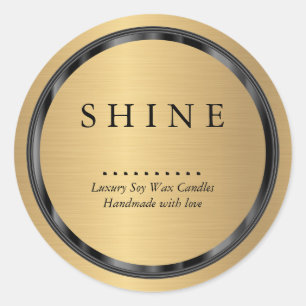 Brush Gold and Black Frame Classic Round Sticker