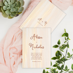 Brush Gold & Terracotta Script Monogram Wedding Invitation