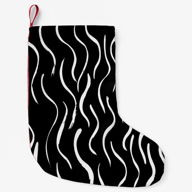 Brush grunge pattern. White and black.abstract,art Small Christmas Stocking (Front)