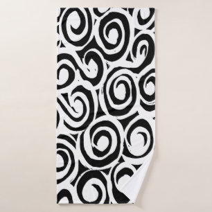 Brush grunge pattern. White and black vintage. abs Bath Towel