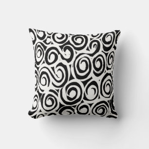 Brush grunge pattern. White and black vintage. abs Cushion