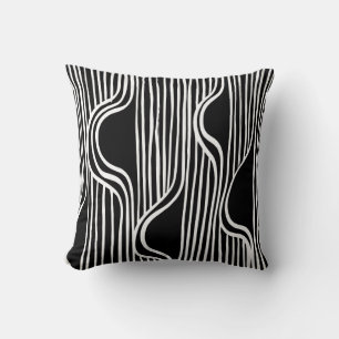 Brush grunge pattern. White and black vintage. abs Cushion