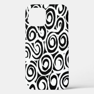 Brush grunge pattern. White and black vintage. abs iPhone 12 Case