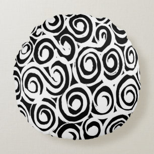 Brush grunge pattern. White and black vintage. abs Round Cushion
