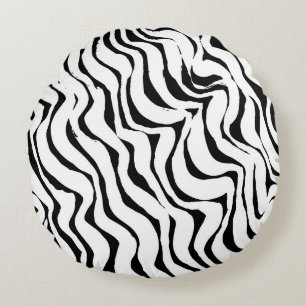 Brush grunge pattern. White and black vintage. abs Round Cushion
