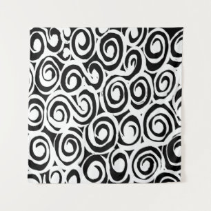 Brush grunge pattern. White and black vintage. abs Tapestry