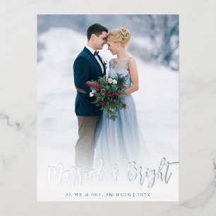 brush hand lettering foil wedding announcement