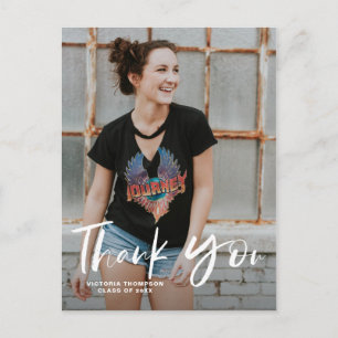 Brush Hand Lettering Vertical Graduation Thank You Postcard