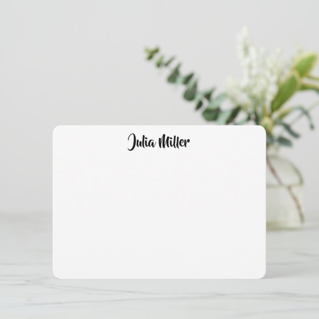 Brush Handwriting Script Personalised Black/White Card (Standing Front)