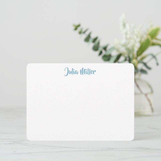 Brush Handwriting Script Personalised Sky Blue Card (Standing Front)