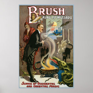 Brush ~ King of Wizards Vintage Magic Act Poster
