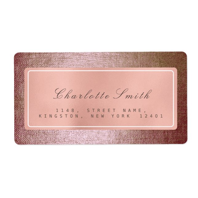 Brush Kiss Pink Rose Gold Return Address Labels (Front)