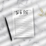 Brush Lettered Personalised To Do List Post-it Notes<br><div class="desc">Chic personalised post-it note pad in crisp black and white features "to do list" at the top in handwritten style brush lettered typography. Personalise with your name or choice of text beneath,  or leave blank if desired. 11 lines with checkboxes help you keep track of all your important tasks!</div>