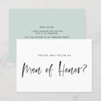 Brush Lettering Mint Will You Be My Man of Honour