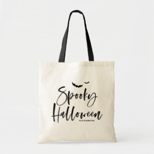 Brush Lettering Spooky Halloween Trick or Treat Tote Bag