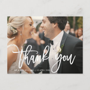 brush lettering   wedding thank you photo card