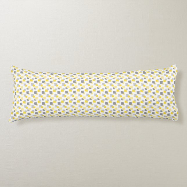 Brush Lined Pattern Yellow & Grey Body Pillow (Front)