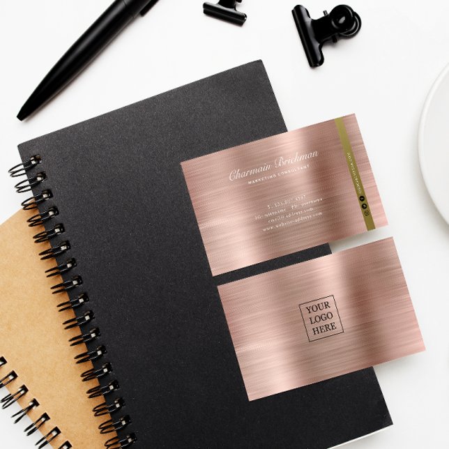 Brush Metallic Rose Gold  Business Card (Creator Uploaded)