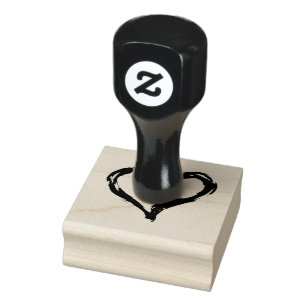 Brush Painted Heart Rubber Stamp