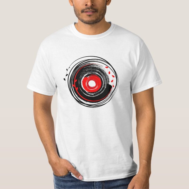 Brush Painted Vinyl Record Retro Grunge T-Shirt (Front)
