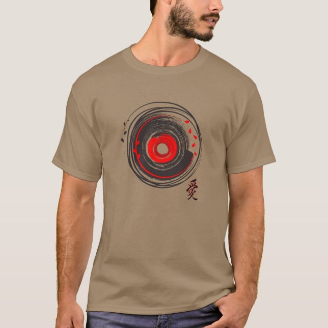 Brush Painted Vinyl Record With The Word Love T-Shirt (Front)