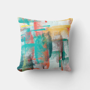 Brush painting. Artistic canvas mix unique form. O Cushion