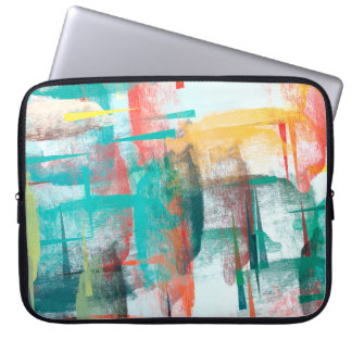Brush painting. Artistic canvas mix unique form. O Laptop Sleeve