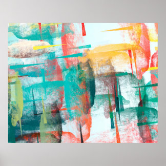 Brush painting. Artistic canvas mix unique form. O Poster