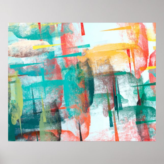 Brush painting. Artistic canvas mix unique form. O Poster (Front)