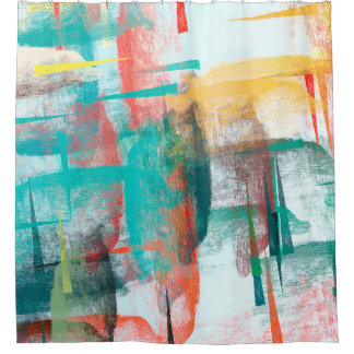 Brush painting. Artistic canvas mix unique form. O Shower Curtain