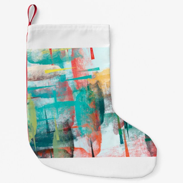 Brush painting. Artistic canvas mix unique form. O Small Christmas Stocking (Front)
