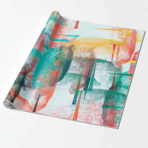 Brush painting. Artistic canvas mix unique form. O Wrapping Paper