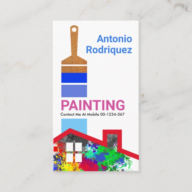 Brush Painting Blue Paint Over Graffiti Business Card (Front)
