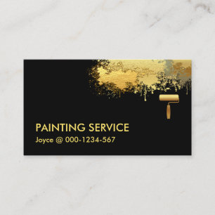Brush Painting Gold Paint Splatter Business Card