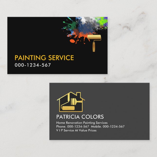 Brush Painting Paint Splatter Business Card (Front/Back)