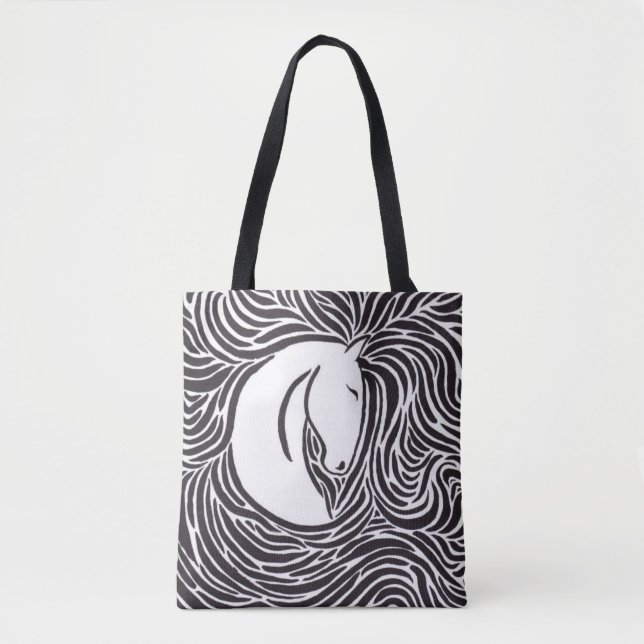 Brush Pen Horse Tote Bag (Front)