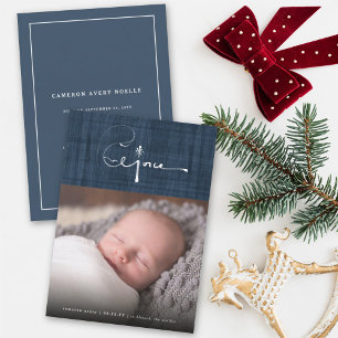 Brush Rejoice Christmas Holiday Birth Announcement