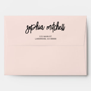 Brush Script Calligraphy Blush Pink Envelope