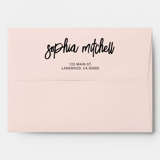 Brush Script Calligraphy Blush Pink Envelope (Back (Top Flap))