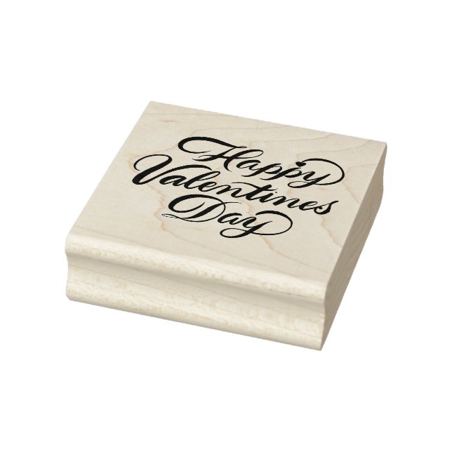 Brush Script calligraphy  Happy Valentine’s Day Rubber Stamp (Stamp)