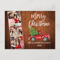 Brush Script Christmas Red Truck Wood 3 Photo
